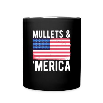 Mullets & Merica Shirt Geschenk USA Flagge - Tasse einfarbig - Schwarz - Vorne