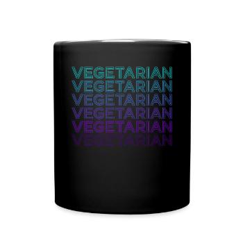 Vegetarisch Retro - Tasse einfarbig - Schwarz - Vorne