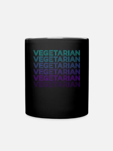 Vegetarisch Retro - Tasse einfarbig - Schwarz