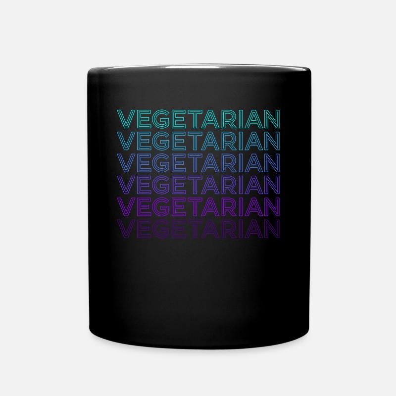 Vegetarisch Retro - Tasse einfarbig - Schwarz