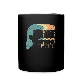 Vintage Retro Vokuhila Shirt Geschenk - Tasse einfarbig - Schwarz - Vorne
