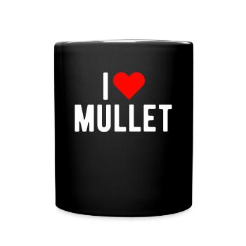 I Love Mullet Shirt Geschenk Vokuhila - Tasse einfarbig - Schwarz - Vorne