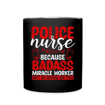 Infirmière de police Faiseur de miracles Soins infirmiers Essentiels - Mug uni - noir - Devant