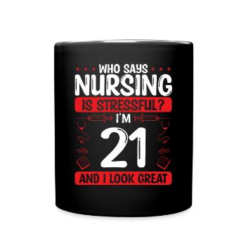 21 Anniversaire Infirmières 21 ans Infirmière pour le travail - Mug uni - noir - Devant