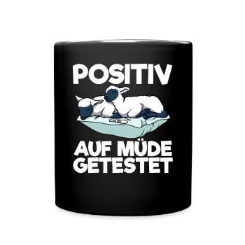 Schaf Positiv Auf Müde Getestet Schlafshirt - Tasse einfarbig - Schwarz - Vorne