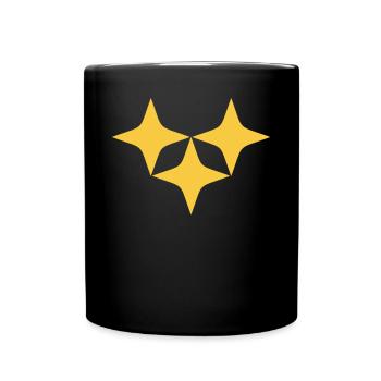 Drei Sterne Gelb - Tasse einfarbig - Schwarz - Vorne