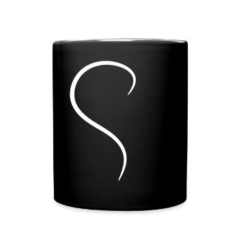 Weisses Halbes Herz - Tasse einfarbig - Schwarz - Vorne