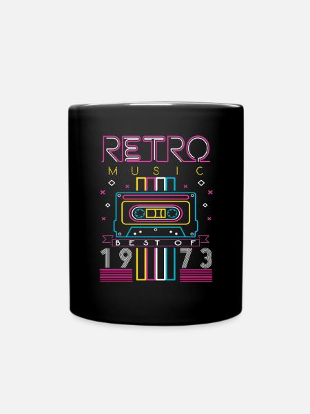 Best Of 1973 Retro Cassette Vintage Birthday - Full Colour Mug - black