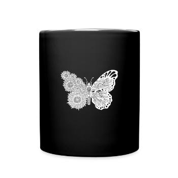 Schmetterling - Tasse einfarbig - Schwarz - Vorne