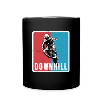 Downhill Mountain Bike MTB RetroVintage - Full Colour Mug - black - Front