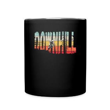 Downhill MTB Nature Mountains Retro Wave Vintage - Full Colour Mug - black - Front