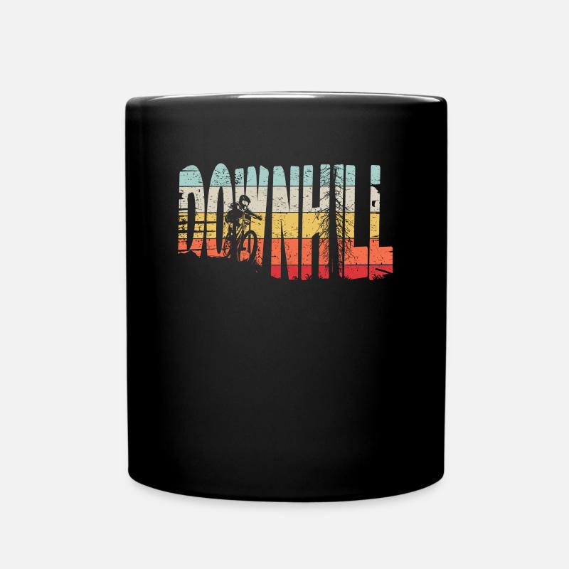 Downhill MTB Nature Mountains Retro Wave Vintage - Full Colour Mug - black