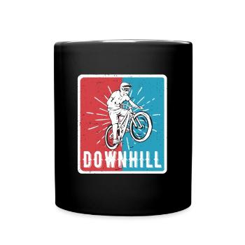 Downhill Mountain Bike MTB RetroVintage - Full Colour Mug - black - Front