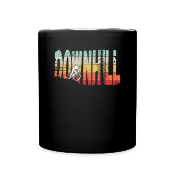 Downhill MTB Nature Mountains Retro Wave Vintage - Full Colour Mug - black - Front