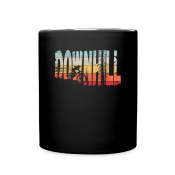 Downhill MTB Nature Mountains Retro Wave Vintage - Full Colour Mug - black - Front