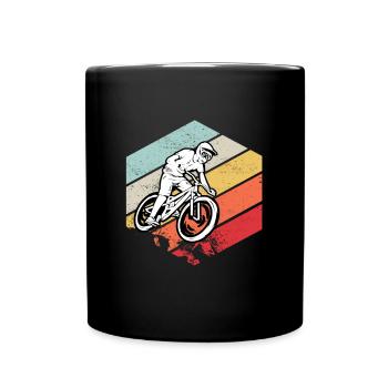 Downhill MTB Nature Mountains Retro Wave Vintage - Full Colour Mug - black - Front