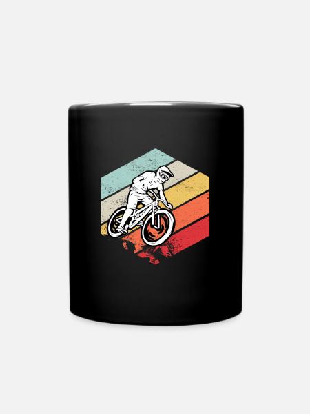 Downhill MTB Nature Mountains Retro Wave Vintage - Full Colour Mug - black