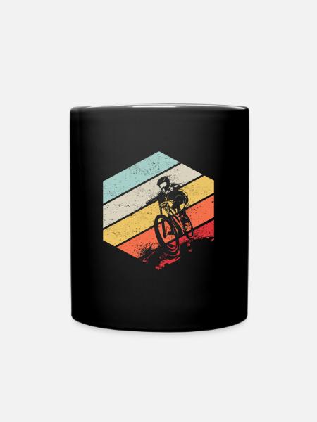 Downhill MTB Nature Mountains Retro Wave Vintage - Full Colour Mug - black