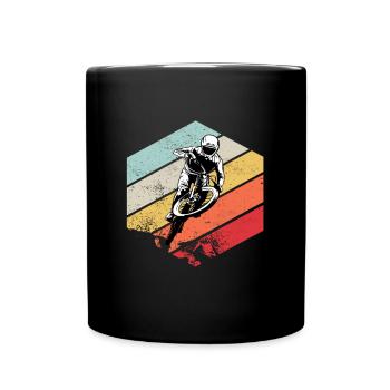 Downhill MTB Nature Mountains Retro Wave Vintage - Full Colour Mug - black - Front