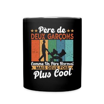 Père De Deux Garcons Papa Fête Des Pères - Mug uni - noir - Devant