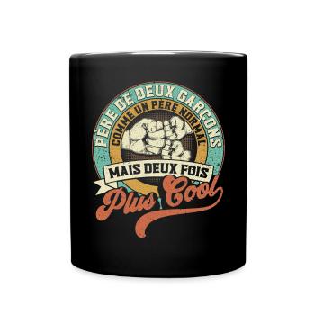 Père De Deux Garcons Papa Fête Des Pères - Mug uni - noir - Devant