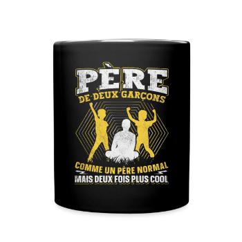 Père De Deux Garcons Papa Fête Des Pères - Mug uni - noir - Devant