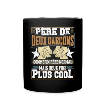 Père De Deux Garcons Papa Fête Des Pères - Mug uni - noir - Devant