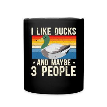J’aime les canards et peut-être 3 personnes duckling duck - Mug uni - noir - Devant