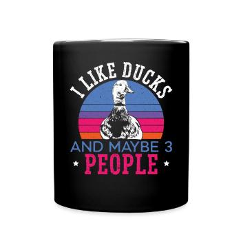 J’aime les canards et peut-être 3 personnes duckling duck - Mug uni - noir - Devant