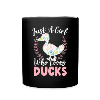Nur ein Mädchen, das Enten liebt Entenküken Ente Liebhaber - Tasse einfarbig - Schwarz - Vorne
