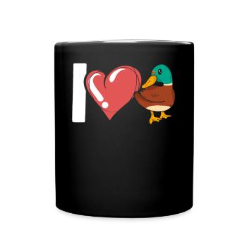 Ich liebe Enten Entlein Ente Liebhaber Vogel Wasservögel - Tasse einfarbig - Schwarz - Vorne