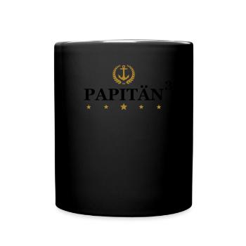 Papitän Vater 3 Kinder Zwillinge dreifacher Papa - Tasse einfarbig - Schwarz - Vorne