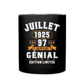 97 Ans Anniversaire Vintage Né(e) en Juillet 1925 - Mug uni - noir - Devant