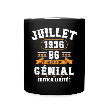86 Ans Anniversaire Vintage Né(e) en Juillet 1936 - Mug uni - noir - Devant