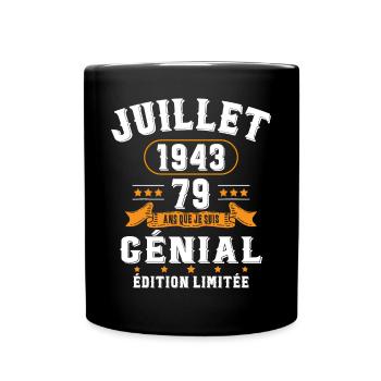79 Ans Anniversaire Vintage Né(e) en Juillet 1943 - Mug uni - noir - Devant