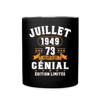 73 Ans Anniversaire Vintage Né(e) en Juillet 1949 - Mug uni - noir - Devant