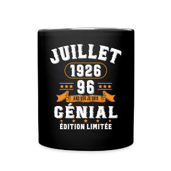 96 Ans Anniversaire Vintage Né(e) en Juillet 1926 - Mug uni - noir - Devant
