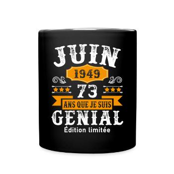 73 Ans Anniversaire Vintage Né(e) en Juin 1949 - Mug uni - noir - Devant