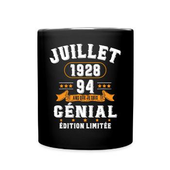 94 Ans Anniversaire Vintage Né(e) en Juillet 1928 - Mug uni - noir - Devant