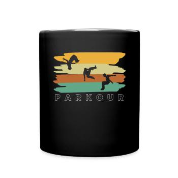 Vintage Retro Parkour Shirt Geschenk - Tasse einfarbig - Schwarz - Vorne