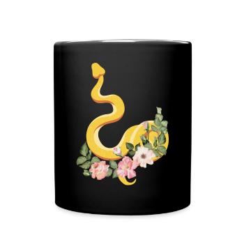 Snake Serpent Flower Floral - Full Colour Mug - black - Front