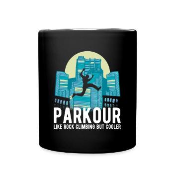 Parkour Stadt Geschenk Shirt - Tasse einfarbig - Schwarz - Vorne