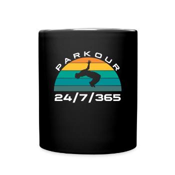 Parkour 24/7/365 Shirt Geschenk - Tasse einfarbig - Schwarz - Vorne