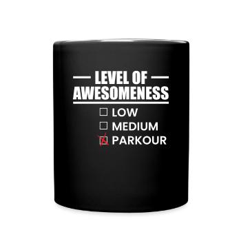 Level Of Awesomeness Geschenk Parkour Shirt - Tasse einfarbig - Schwarz - Vorne