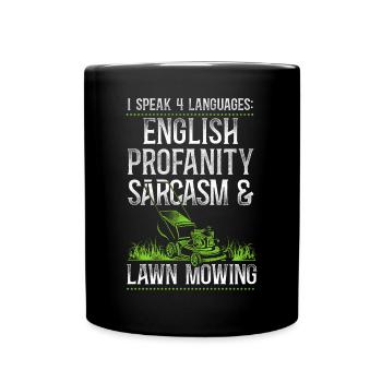 Lawn Mower Mowing Dad Father - Tasse einfarbig - Schwarz - Vorne