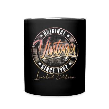 1987 Geburtsjahr Geburtstag Vintage - Tasse einfarbig - Schwarz - Vorne