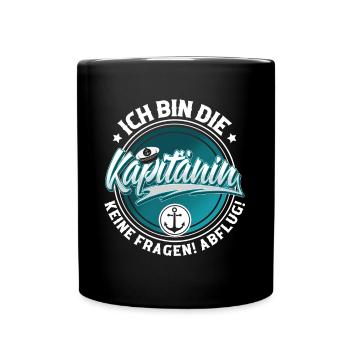 Kapitänin Segeln Boot Bootfahren Seglerin - Tasse einfarbig - Schwarz - Vorne