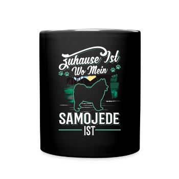 Zuhause ist wo mein Samojede ist Samojede - Tasse einfarbig - Schwarz - Vorne