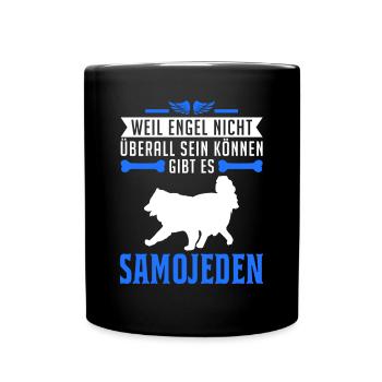 Samojede Engel Schlittenhund - Tasse einfarbig - Schwarz - Vorne
