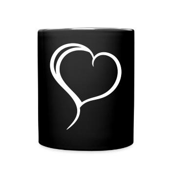 Coeur blanc uni - Mug uni - noir - Devant